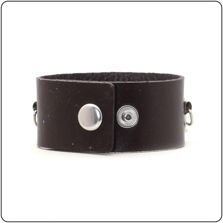 Fusamk Punk Rock Snap Bracelet Bullet Chain Wristband Wide Leather Cuff Bracelet - Image 5